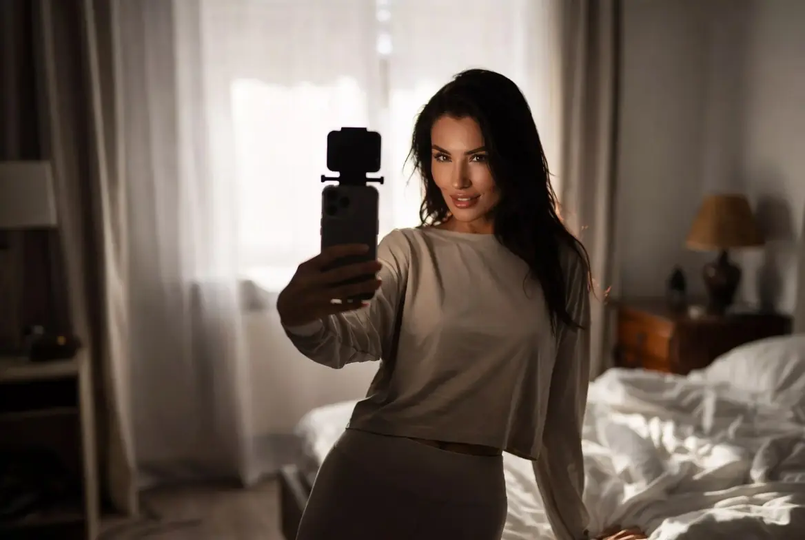 Cam model creating exclusive content